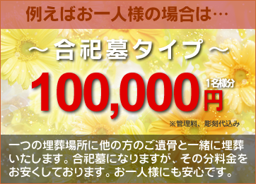 合祀墓タイプ 1名様100,000円