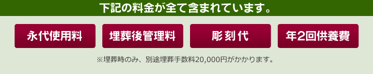 永代使用料・管理料・彫刻代・供養費が含まれています